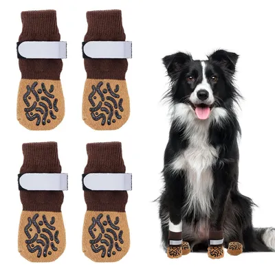 Produktbild von Anti-Slip Hundesocken 4 Stück, Ultra-Dicker Grip Für Holzböden, Große Größe Für Senioren-Und Aktive Hunde