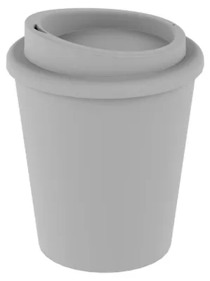 Obrázok produktu pre Opakovane použiteľný pohár na kávu "Premium" malý - 250 ml pohár na pitie z dvojstenného plastu s bezpečným skrutkovacím viečkom - Vyrobené v Nemecku - Biely