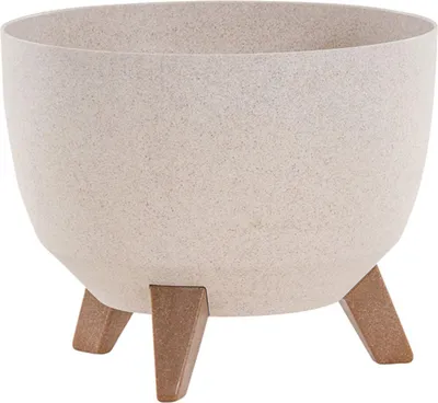 Produktbild von Pflanzgefäß OSLO creme 29 cm Kunststoff/Holzfasern auf Füßen mit Einsatz