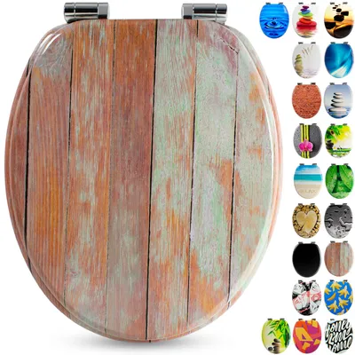 Produktbild von Sanfino® Premium WC Sitz "Blue Wood" hochwertiger Toilettendeckel mit Absenkautomatik aus Holz, einfache Montage