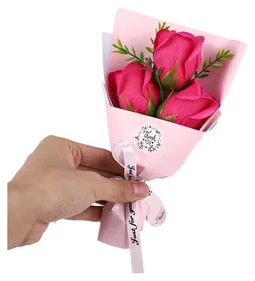 Produktbild von 3 künstliche Rosenköpfe, Mini-Duftblumenstrauß aus Seife – das perfekte Geschenk für Frauen, Mütter, Ehefrauen, zum Valentinstag, Jahrestag, zur Hochzeit, zum Muttertag oder zum Geburtstag.