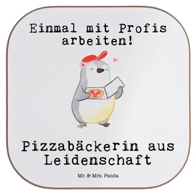 Produktbild von Mr. & Mrs. Panda Untersetzer für Gläser Pizzabäckerin Leidenschaft - Weiß - Geschenk, Lustig, Coaster, Witzig, gläseruntersetzer, Pizzabringdienst, Tassenuntersetzer