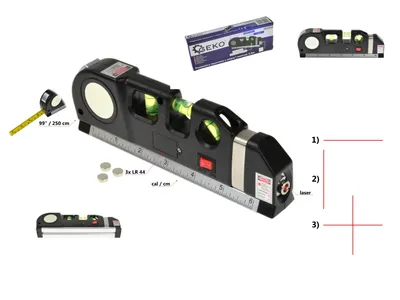 Obrázek produktu pro GEKO Laserová vodováha s metrem 2,5m G03310