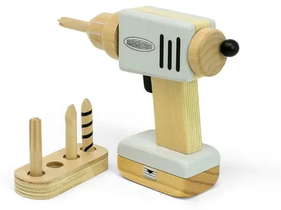Produktbild von Mamamemo – Spielzeug-Bohrmaschine aus Holz – 6-teilig