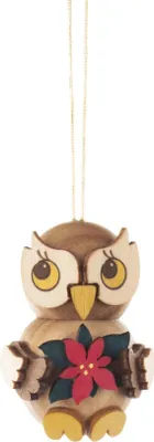 Produktbild von Christbaumschmuck Eulenkind mit Weihnachtsstern (4cm) von Drechslerei Kuhnert