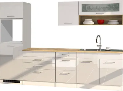 Produktbild von Küchenzeile 290 cm Weiß Hochglanz MARANELLO-03, ohne E-Geräte B x H x T ca. 290 x 200 x 60cm