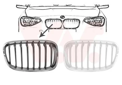 Produktbild von VAN WEZEL 0633512 Kühlergrill Frontgrill für BMW 1 Schrägheck (F20) Rechts Schwarz