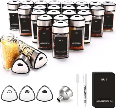 Obrázok produktu pre SIAZIH 360° otočná súprava nádobiek na korenie | 24 nádobiek na korenie s 90 štítkami na korenie | 120 ml nádobka