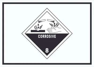Produktbild von Schild Ätzende Stoffe Symbol Corrosive A5 Rückseite selbstklebend
