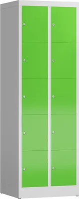 Produktbild von ClassiX Schließfachschrank gelbgrün, lichtgrau X-520525, 10 Schließfächer 59,0 x 50,0 x 180,0 cm