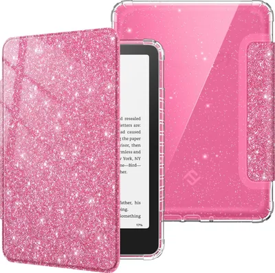 Produktbild von Fintie Hülle für 7 Zoll Kindle Paperwhite(12. Generation) und Kindle Colorsoft/Paperwhite Signature Edition 2025/2024, Clear Weich TPU Schutzhülle mit Auto Sleep/Wake, Glitzer Rosa
