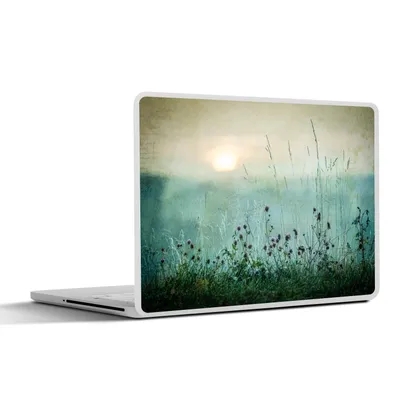 Produktbild von MuchoWow® Laptop Aufkleber Sticker Cover Natur - Vintage - Blumen - Sonne 31x22.5 cm - Laptop-Deko