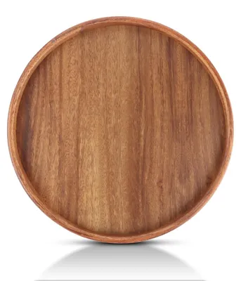 Image de Plateau en bois rond, diamètre 32 cm, idéal pour le café et la décoration