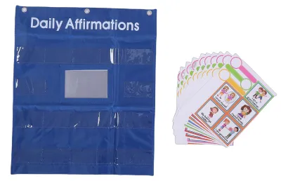 Zdjęcie produktu dla Tägliche Affirmationen, Taschendiagramm, positiver Affirmationsspiegel, ruhige Eckdekoration mit 10 Karten für Kinder ab 3 Jahren