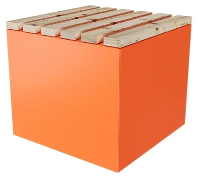 Produktbild von Garten Sitzwürfel Sitzhocker Sitzbox Sitzbank mit Stauraum aus Stahl & Lärche 50 x 45 x 50