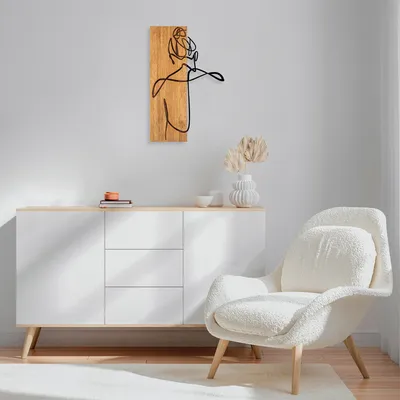 Image de Wallity, MA-295, Accessoire mural décoratif en bois, 50 % BOIS / 50 % MÉTAL, noyer, 36 x 58 cm