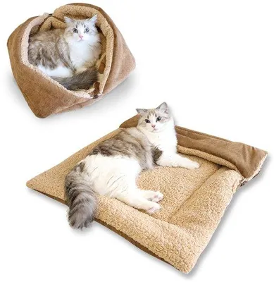 Image de Petit lit moelleux pour chat et chien, couleur kaki