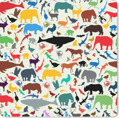 Produktbild von MuchoWow® Mauspad Mousepad Regenbogen - Tiere - Muster - Kinder 20x20 cm - Mousepads - Maus Mat - Pad - Mausunterlage - Desk Mat - Bureauartikeln