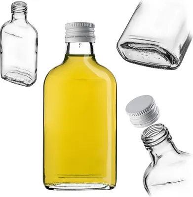 Obrázok produktu pre KADAX fľaša na hip 200ml, 1 kus, malé sklenené fľaše so skrutkovacím uzáverom, fľaše, prázdne fľaše na plnenie, mini fľaše na likér, fľaše na pálenku (biele)