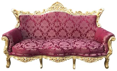 Produktbild von Casa Padrino Barock 3er Sofa Bordeaux Rot Muster / Gold - Wohnzimmer Möbel Couch Lounge