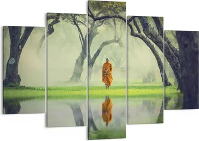 Produktbild von Bild auf Leinwand - Leinwandbild - 5 Teile - Mönch Wald Nebel - 150x100cm - Wand Bild - Wanddeko - Wandbilder - Leinwanddruck - Bilder - Wanddekoration - Leinwand bilder - Wandbild - EA150x100-4286