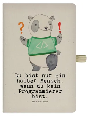 Produktbild von Mr. & Mrs. Panda Tagebuch Programmierer Herz - Transparent - Geschenk, kariertes notizbuch, Computerfreak, Kladde, Nerd, Journal, Skizzenbuch