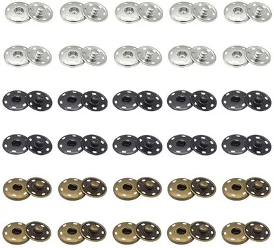 Image de Boutons de couture en cuivre, lot de 30 - Métalliques - Noir/Argent/Bronze - 2,1 cm