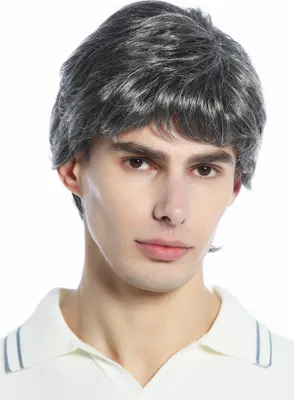 Produktbild von WIG ME UP Perücke kurz leicht wellig Dunkelbraun grau meliert DW1335-44