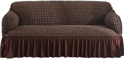 Produktbild von Seersucker Sofa Hoes met Zoom voor 1-4 zitplaatsen, machinewasbare Sofa beschermer (Dark Brown, 145-185CM)