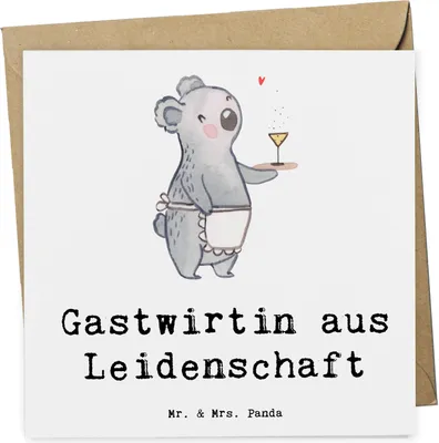 Produktbild von Mr. & Mrs. Panda Glückwunschkarte Gastwirtin Leidenschaft - Weiß - Geschenk, Grußkarte, doppelkarte, Bar, Kneipe, Gaststätte, faltkarte, Klappkarte, Spruch, anlasskarte