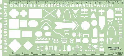 Produktbild von Zeichenschablone Taktische Militär-Symbole grün Packung mit 10 Stück