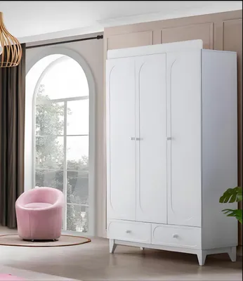 Produktbild von Moderne Weiße Kinderzimmer Möbel Luxus Garnitur Kleiderschrank Kommode