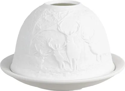 Image de Clayre & Eef Bougeoir Ø 12x8 cm Blanc Porcelaine Cerf