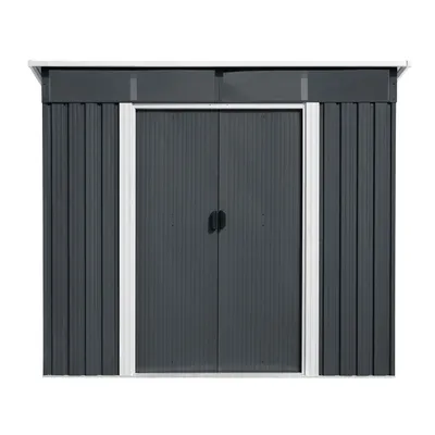 Produktbild von 4iQ Gerätehaus Metall 4,8 m² 238x193 cm Bodenrahmen Geräteschuppen Anthrazit
