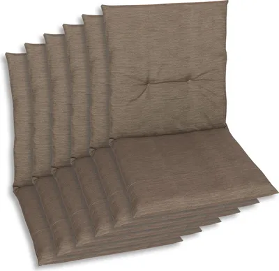 Produktbild von GO-DE Textil, Sesselauflage Niederlehner, 6er-Set, Farbe: braun, Maße ca.: 98 cm x 48 cm x 5 cm