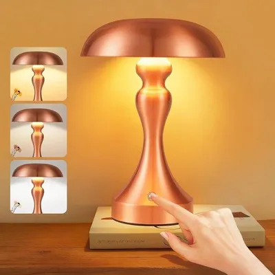 Zdjęcie produktu dla Lampa stołowa bezprzewodowa - mosiądz - 22 cm - LED z regulacją jasności za pomocą dotyku - idealna do salonu i sypialni