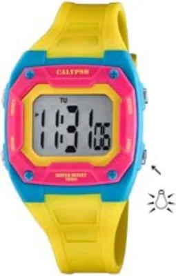 Produktbild von Calypso Color Splash Kinderuhr Silikonband gelb Datum Dualzeit K5813/2