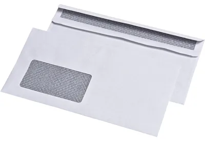 Produktbild von MAIL media Briefumschlag DIN lang, mit Fenster, selbstklebend, weiß, 75g/qm, grauer Innendruck, blickdicht, Sicherheitsschlitz, Zahlenmeerinnendruck, 1000 Stück