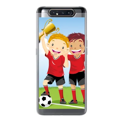 Produktbild von MuchoWow® Handyhülle Schutzhülle Hülle für Samsung Galaxy A80 Eine Illustration von zwei Fußballspielern, die einen Preis gewonnen haben - Jungen - Mädchen - Kind Silikon Softcase Handy Hülle - Schutzdeckel