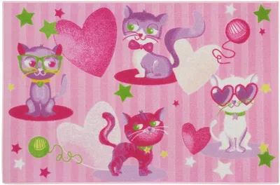 Produktbild von Teppich Kinderteppich Spielteppich FASHION CATS Katzen rosa 80x120cm