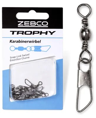 Produktbild von Zebco Trophy Karabinerwirbel Angelwirbel mit Karabiner Gr. 12 26mm 8kg 10 Stück