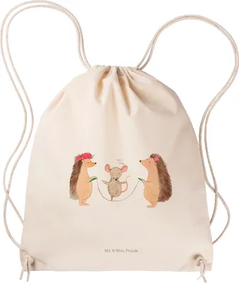 Produktbild von Mr. & Mrs. Panda Beutel Igel Seilhüpfen - Transparent - Geschenk, Maus, Stoffbeutel, sporttasche klein, Turnbeutel, Seilspringen, Jutebeutel, Kindergarten, Kinder