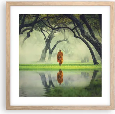 Produktbild von Gerahmtes Poster - Rahmen in heller Eiche - Mönch Wald Nebel - 40x40 cm - Wand Bild - Wanddeko - Wandbilder - Kunstposter - Wandposter - Bilderrahmen - Bilder - Kunstdruck - Wandbild - P2NAC40x40-4286