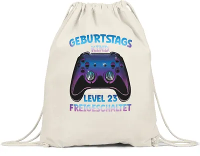 Produktbild von Geburtstagskind Level 23 Freigeschaltet Turnbeutel Gymsack  Happy Birthday Geburtstag Alles Gute Controller Konsole Gamer