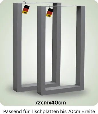Produktbild von Tischbeine Metall 40x72cm Grau – DIY Tischgestell 2er Set inkl. Schrauben