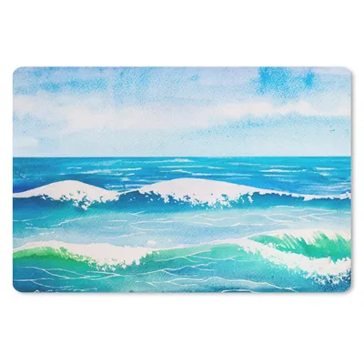 Produktbild von MuchoWow® Schreibtischunterlage Aquarell - Golf - Meer 60x40 cm - XXL Mauspad - Großes Mauspad