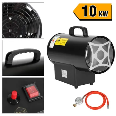 Obrázek produktu pro Peviasot plynové topné ventilátory, 10 kW, propan-butan (LPG), průtok vzduchu 320 m³/h, mobilní topné zařízení vhodné pro dílnu, garáž, sklad, staveniště a pracovní prostory