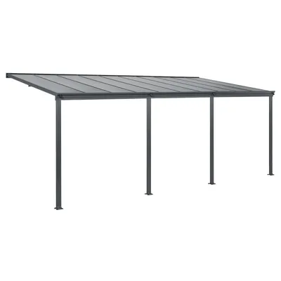 Zdjęcie produktu dla Dach tarasowy Juskys Borneo 6x3 m - Aluminiowy dach tarasowy z panelami z podwójną powłoką Ochrona przeciwsłoneczna Montowany na ścianie dach tarasowy Antracyt