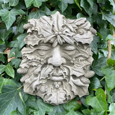 Produktbild von Winter Grüner Mann Stein Plaquette für Gartendekoration