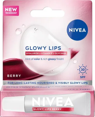 Image de NIVEA Glowy Lips Berry Lip Balm SPF30, 10ml, hydratant